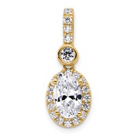 14K Yellow Gold 2 Carat Lab Grown Diamond VS+ F+ Oval Complete Halo Pendant view 1