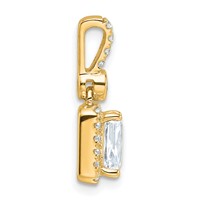 14K Yellow Gold Holds 0.75ct Radiant Center Halo Pendant Mounting view 2