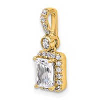 14K Yellow Gold Holds 0.75ct Radiant Center Halo Pendant Mounting view 4