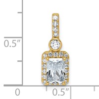 14K Yellow Gold Holds 0.75ct Radiant Center Halo Pendant Mounting view 5