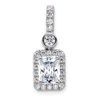 14K White Gold 2 Carat Lab Grown Diamond VS SI+ G+ Radiant Complete Halo Pendant view 1