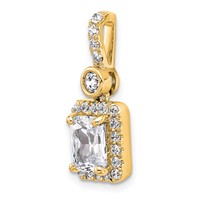 14K Yellow Gold 2 Carat Lab Grown Diamond VS SI+ G+ Radiant Complete Halo Pendant view 4