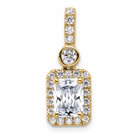 14K Yellow Gold 2 Carat Lab Grown Diamond VS SI+ G+ Radiant Complete Halo Pendant view 1