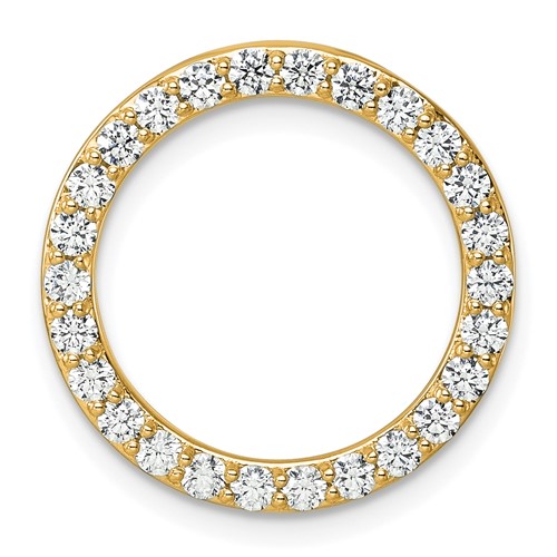 14K Yellow Gold 1 Carat Lab Grown Diamond VS+ F+ Complete Circle Chain Slide Pendant