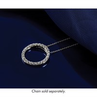 14K White Gold 2 Carat Lab Grown Diamond VS+ F+ Complete Circle Chain Slide Pendant view 5