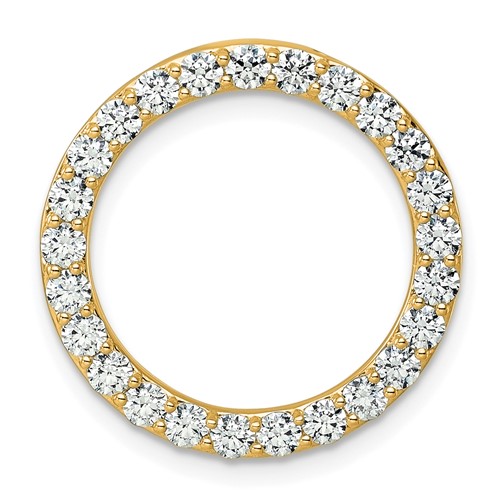 14K Yellow Gold 1.50 Carat Lab Grown Diamond VS SI+ G+ Complete Circle Chain Slide Pendant