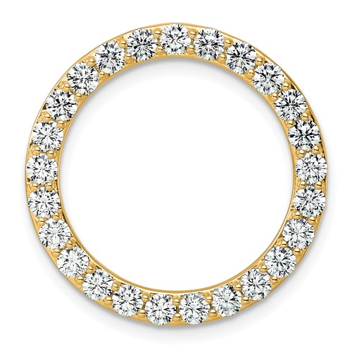 14K Yellow Gold 2 Carat Lab Grown Diamond VS+ F+ Complete Circle Chain Slide Pendant