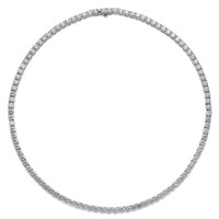 14K White Gold 44 Carat Lab Grown Diamond VS+ F+ Complete Round Straight Tennis Necklace, 18" view 5