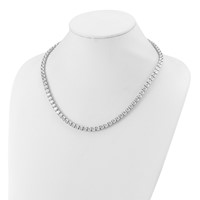 14K White Gold 56.25 Carat Lab Grown Diamond VS+ F+ Complete Round Straight Tennis Necklace, 18" view 3