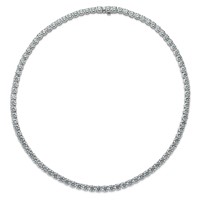 14K White Gold 56.25 Carat Lab Grown Diamond VS+ F+ Complete Round Straight Tennis Necklace, 18" view 5