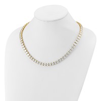 14K Yellow Gold 74 Carat Lab Grown Diamond VS+ F+ Complete Round Straight Tennis Necklace, 20" view 3