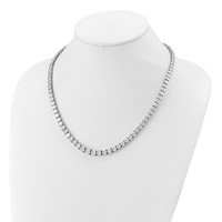 14K White Gold 40.38 Carat Lab Grown Diamond VS SI+ G+ Complete Round Graduated Tennis Necklace, 20" view 3