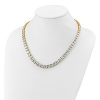 14K Yellow Gold 72.38 Carat Lab Grown Diamond VS SI+ G+ Complete Round Graduated Tennis Necklace, 20" view 3