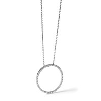 14K White Gold 1 Carat Lab Grown Diamond VS SI+ G+ Complete Circle Chain Slide Pendant view 5