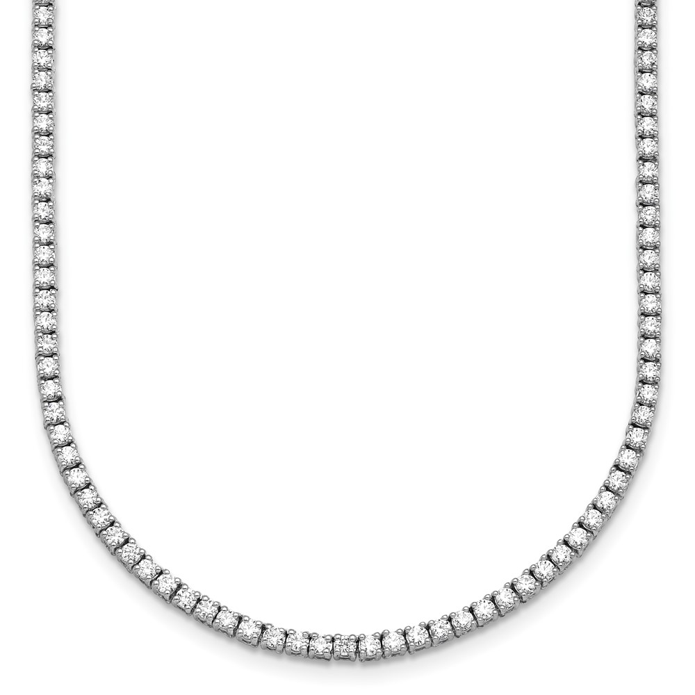 14K White Gold 4.50 Carat Lab Grown Diamond VS SI+ G+ Complete Round Straight Tennis Necklace, 18"