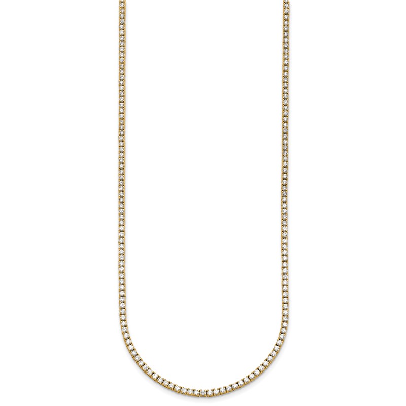 14k 5 carat Lab Grown Diamond VS+ F+ Complete Round 20 inch Straight Tennis Necklace