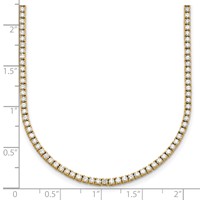 14K Yellow Gold 4.50 Carat Lab Grown Diamond VS+ F+ Complete Round Straight Tennis Necklace, 18" view 5