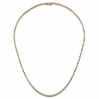 14K Yellow Gold 4.50 Carat Lab Grown Diamond VS+ F+ Complete Round Straight Tennis Necklace, 18" view 4