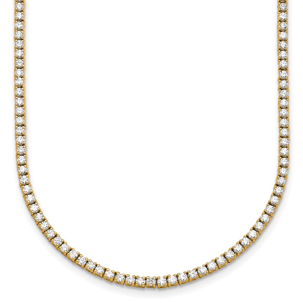 14K Yellow Gold 4.50 Carat Lab Grown Diamond VS+ F+ Complete Round Straight Tennis Necklace, 18"