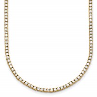 14K Yellow Gold 4.50 Carat Lab Grown Diamond VS+ F+ Complete Round Straight Tennis Necklace, 18" view 1