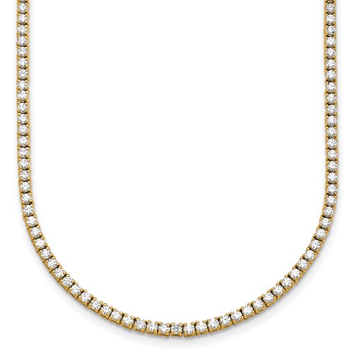 14K Yellow Gold 4.50 Carat Lab Grown Diamond VS+ F+ Complete Round Straight Tennis Necklace, 18"