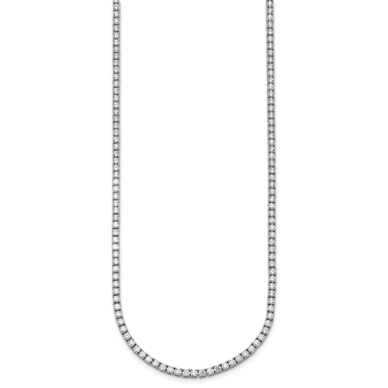 14k White Gold 10 carat Lab Grown Diamond VS/SI+ G+ Complete Round 20 inch Straight Tennis Necklace