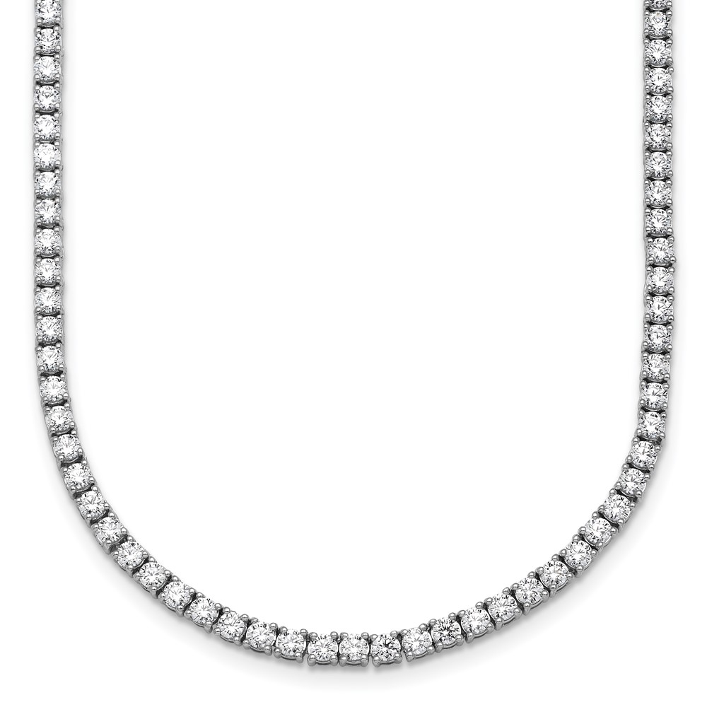 14K White Gold 9 Carat Lab Grown Diamond VS+ F+ Complete Round Straight Tennis Necklace, 18"
