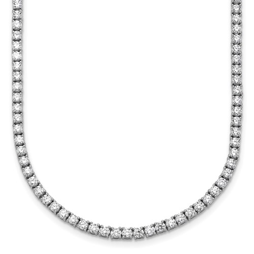 14K White Gold 9 Carat Lab Grown Diamond VS SI+ G+ Complete Round Straight Tennis Necklace, 18"