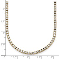 14K Yellow Gold 9 Carat Lab Grown Diamond VS+ F+ Complete Round Straight Tennis Necklace, 18" view 5