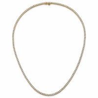 14K Yellow Gold 9 Carat Lab Grown Diamond VS+ F+ Complete Round Straight Tennis Necklace, 18" view 4