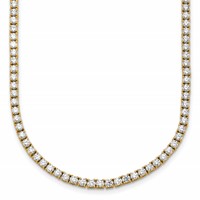 14K Yellow Gold 9 Carat Lab Grown Diamond VS+ F+ Complete Round Straight Tennis Necklace, 18" view 1