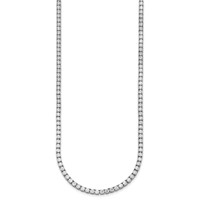 14K White Gold 13.50 Carat Lab Grown Diamond VS+ F+ Complete Round Straight Tennis Necklace, 18" view 2