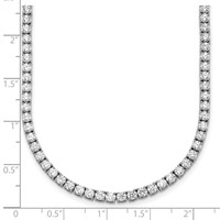14K White Gold 13.50 Carat Lab Grown Diamond VS+ F+ Complete Round Straight Tennis Necklace, 18" view 5