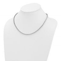14K White Gold 13.50 Carat Lab Grown Diamond VS+ F+ Complete Round Straight Tennis Necklace, 18" view 3