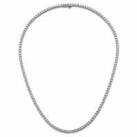 14K White Gold 13.50 Carat Lab Grown Diamond VS+ F+ Complete Round Straight Tennis Necklace, 18" view 4