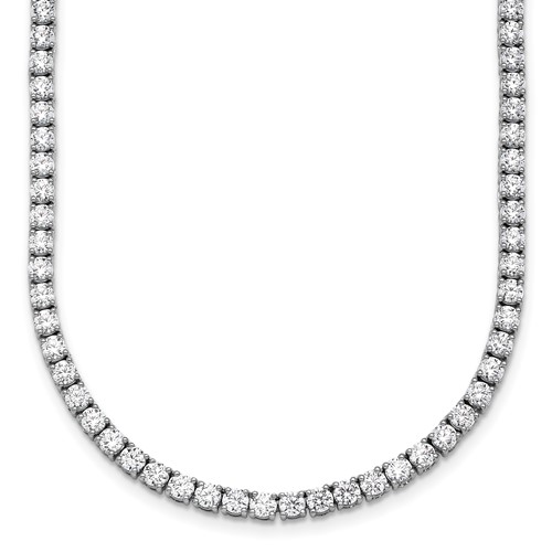 14K White Gold 15 Carat Lab Grown Diamond VS SI+ G+ Complete Round Straight Tennis Necklace, 20"
