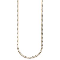 14K Yellow Gold 13.50 Carat Lab Grown Diamond VS SI+ G+ Complete Round Straight Tennis Necklace, 18" view 2