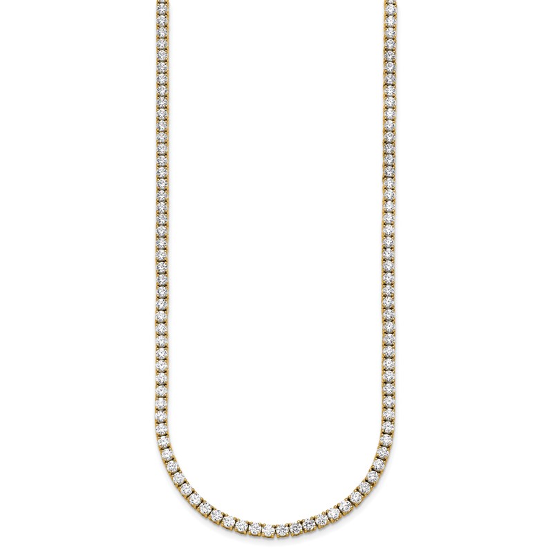 14k 15 carat Lab Grown Diamond VS+ F+ Complete Round 20 inch Straight Tennis Necklace