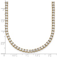 14K Yellow Gold 13.50 Carat Lab Grown Diamond VS SI+ G+ Complete Round Straight Tennis Necklace, 18" view 5