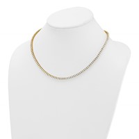 14K Yellow Gold 13.50 Carat Lab Grown Diamond VS SI+ G+ Complete Round Straight Tennis Necklace, 18" view 3