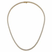 14K Yellow Gold 13.50 Carat Lab Grown Diamond VS SI+ G+ Complete Round Straight Tennis Necklace, 18" view 4