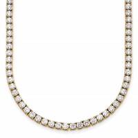 14K Yellow Gold 13.50 Carat Lab Grown Diamond VS SI+ G+ Complete Round Straight Tennis Necklace, 18" view 1