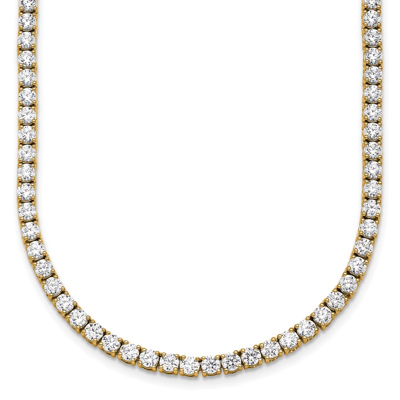 14k 15 carat Lab Grown Diamond VS+ F+ Complete Round 20 inch Straight Tennis Necklace