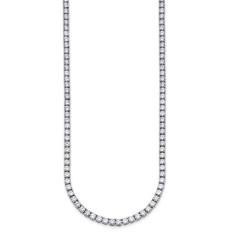 14k White Gold 22 carat Lab Grown Diamond VS+ F+ Complete Round 22 inch Straight Tennis Necklace