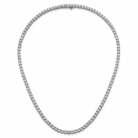 14K White Gold 18 Carat Lab Grown Diamond VS+ F+ Complete Round Straight Tennis Necklace, 18" view 4