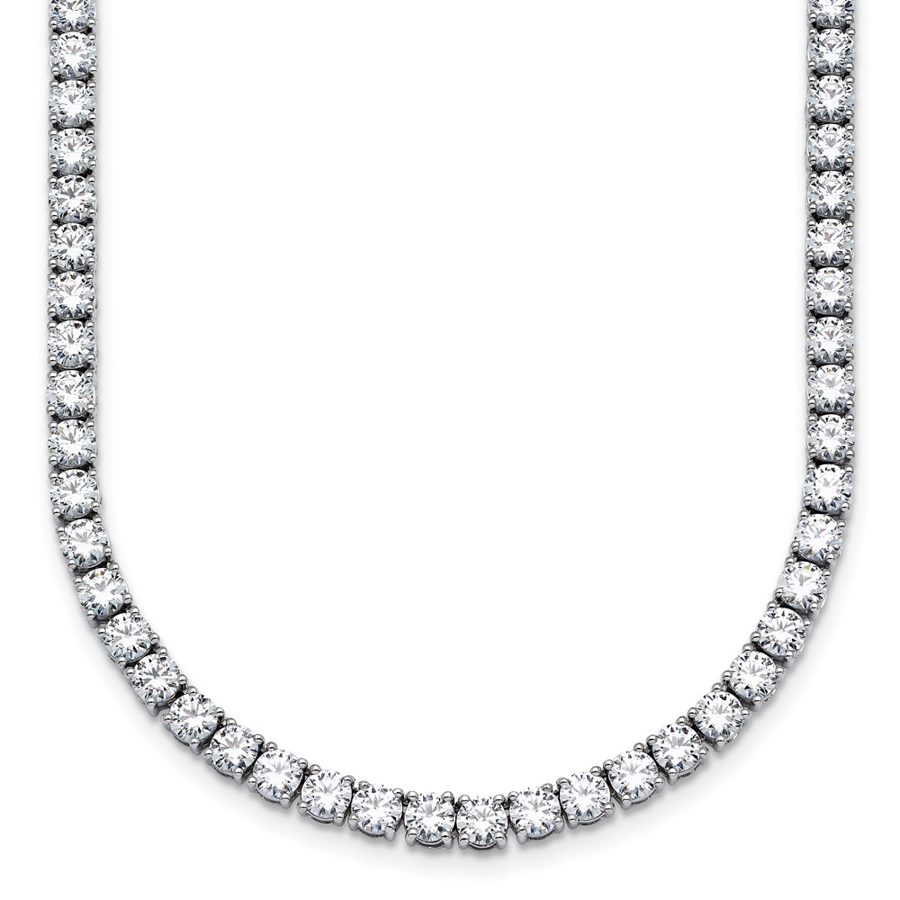 14K White Gold 18 Carat Lab Grown Diamond VS+ F+ Complete Round Straight Tennis Necklace, 18"