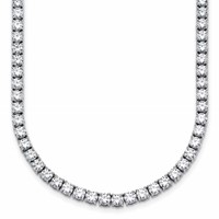 14K White Gold 18 Carat Lab Grown Diamond VS+ F+ Complete Round Straight Tennis Necklace, 18" view 1