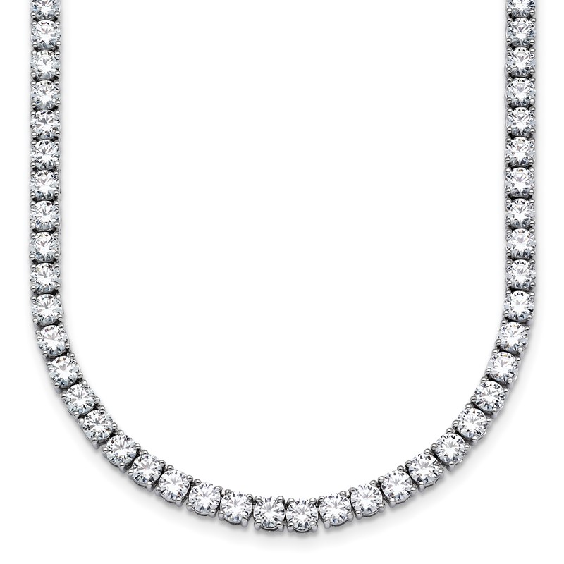 14k White Gold 22 carat Lab Grown Diamond VS+ F+ Complete Round 22 inch Straight Tennis Necklace