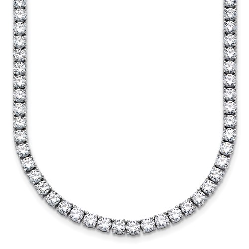 14K White Gold 20 Carat Lab Grown Diamond VS+ F+ Complete Round Straight Tennis Necklace, 20"