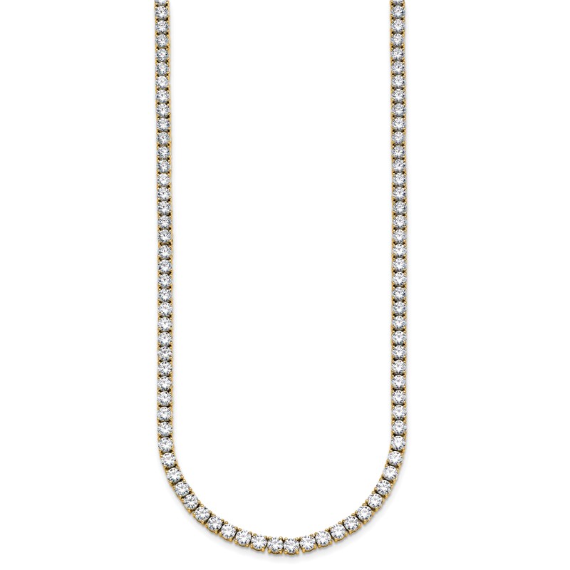 14k 22 carat Lab Grown Diamond VS/SI+ G+ Complete Round 22 inch Straight Tennis Necklace